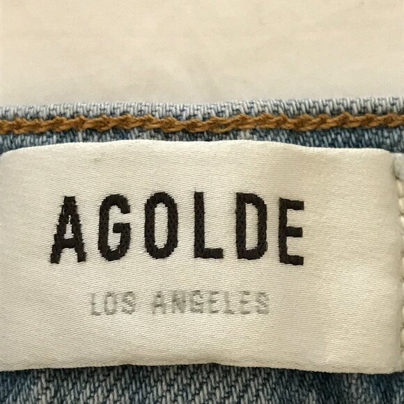 Agolde Nico Skinny Jeans Women 24 Blue Mid Rise Distressed Button Fly Stretch - Picture 3 of 14
